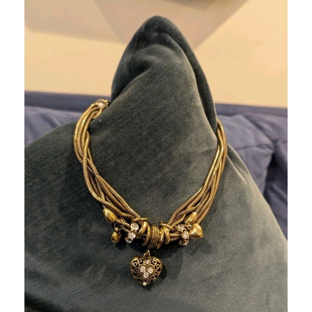 Heart Charm Bracelet Snake Chain Multi Strand Boho Steampunk Jewelry 16”